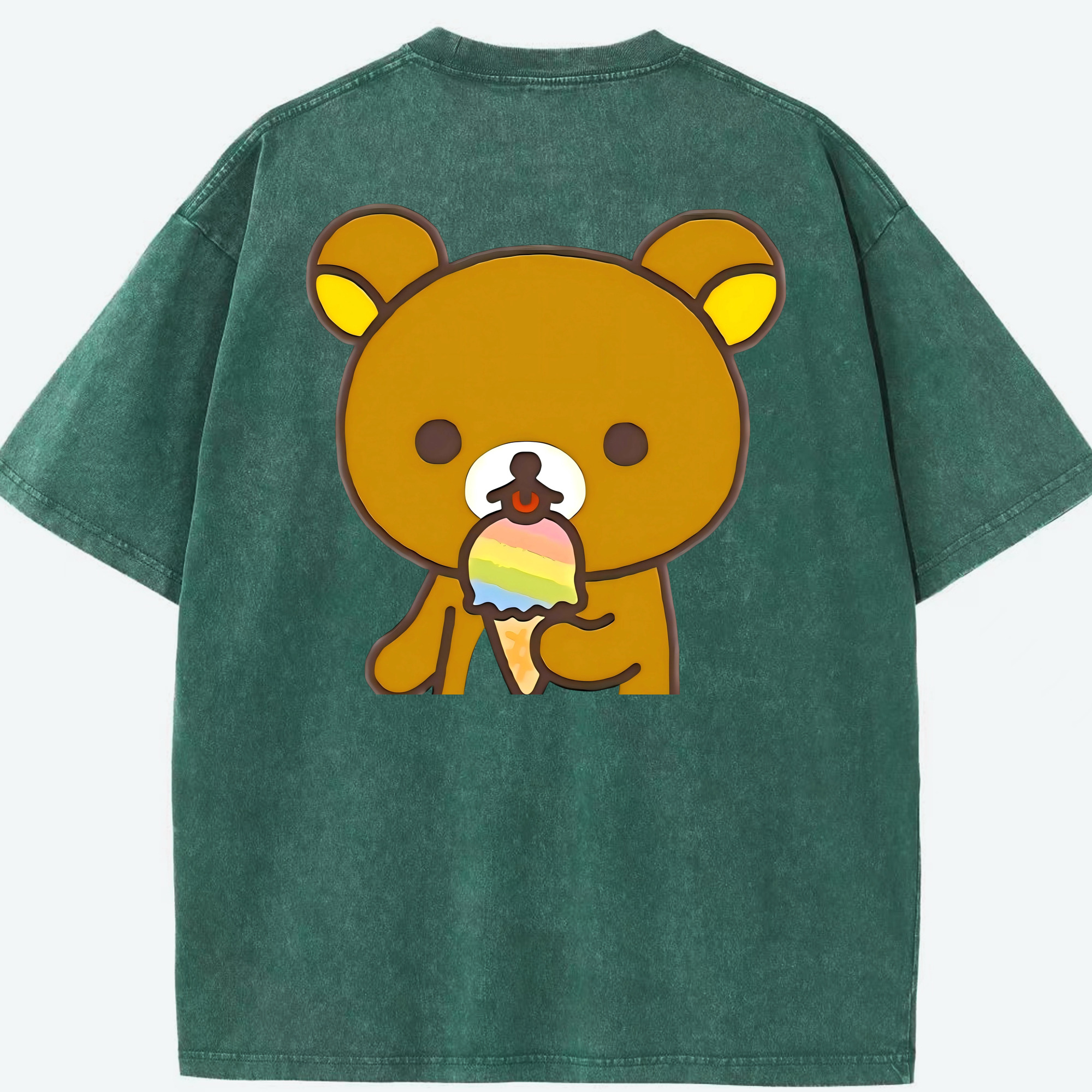 （画像用） リラックマ リラックマ キイロイトリ Rilakkuma Korilakkuma Kiiroitori 綿100% ヴィンテージ風 半袖Tシャツ（背面プリント）